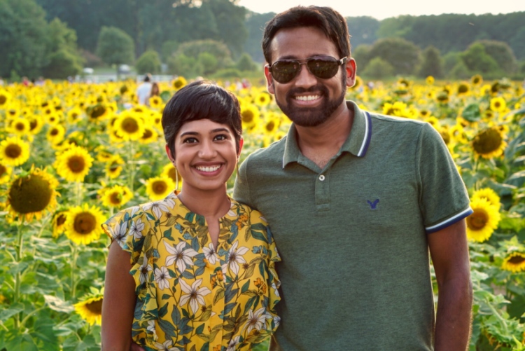 Picture of Sree and Sri at a sunflower field